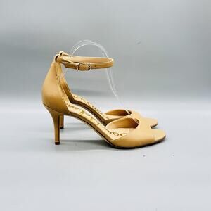 Sam Edelman Sandals Womens 8 Beige Leather Ankle Strap Stiletto Heels Open Toe